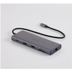 Ugreen 10-in-1 USB-C Hub (USB-C, 10 Ports), Dockingstation + USB Hub, Silber, Grau