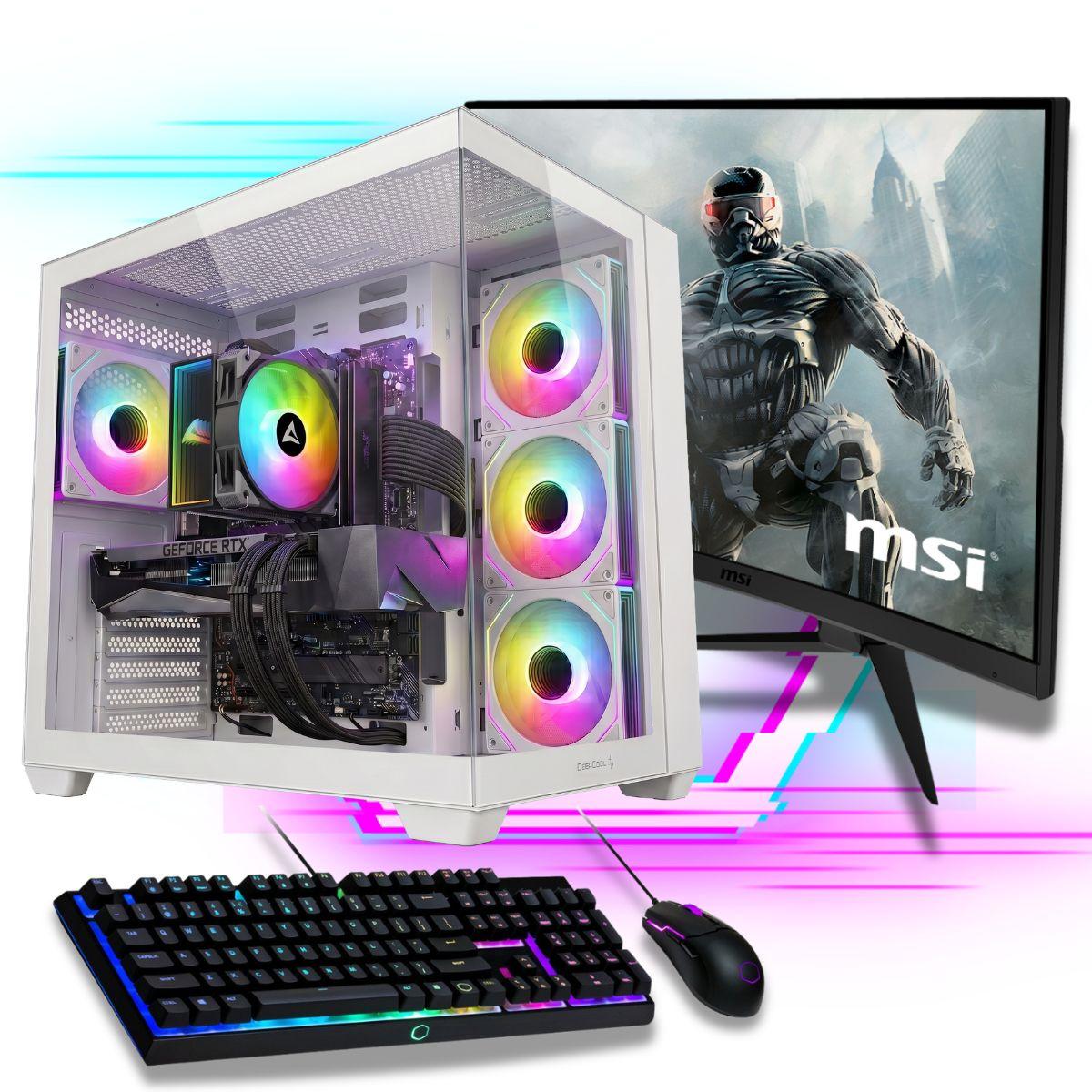 Gaming Komplett PC Set: AMD Ryzen 9 5950X 16x4.9 Ghz 32GB Ram 1TB SSD GeForce RTX 5060 8GB - 27" Gaming TFT 2K 1ms, Tastatur Maus Set, Windows 11 Pro