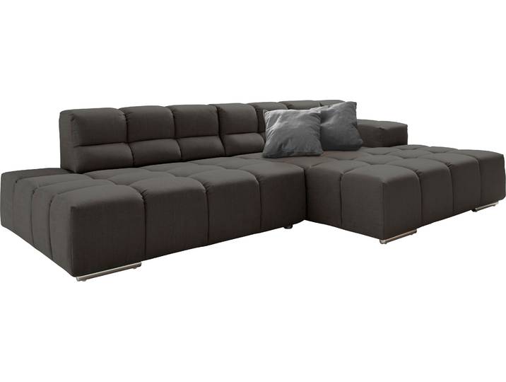 Ecksofa DESIGNWERK Temple, Designsofa trifft hohen Sitzkomfort, L-Form , schwarz (charcoal), B:286cm T:169cm, 100% Polyester, Sofas, Ecksofa, mit Sitztiefenverstellung