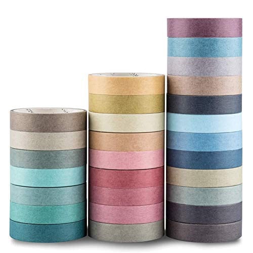 Yubbaex Washi Tape Pastel - 28 Rollen Decoratieve Tape voor Knutselen en Cadeauverpakking