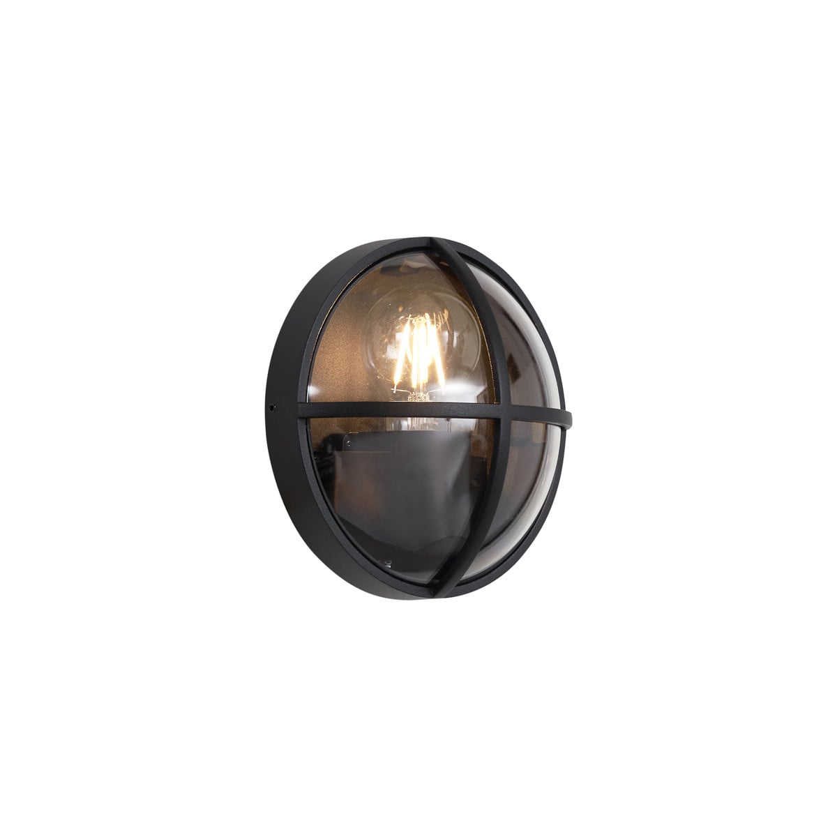 Qazqa Moderne Ronde Buitenwandlamp Zwart IP65 met Warmwit Licht