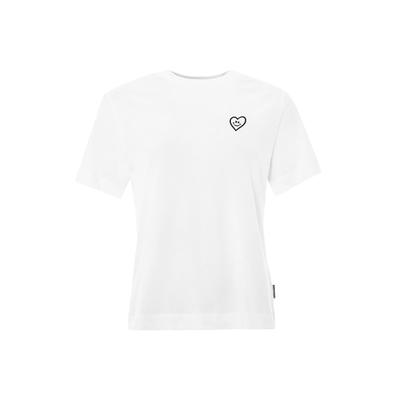T-Shirt KLEINIGKEIT "Kleinigkeit Görls Easyfit Shört Happy Heart", Damen, Gr. S, weiß, 100% Baumwolle, bedruckt, normal, Rundhals, Shirts T-Shirt