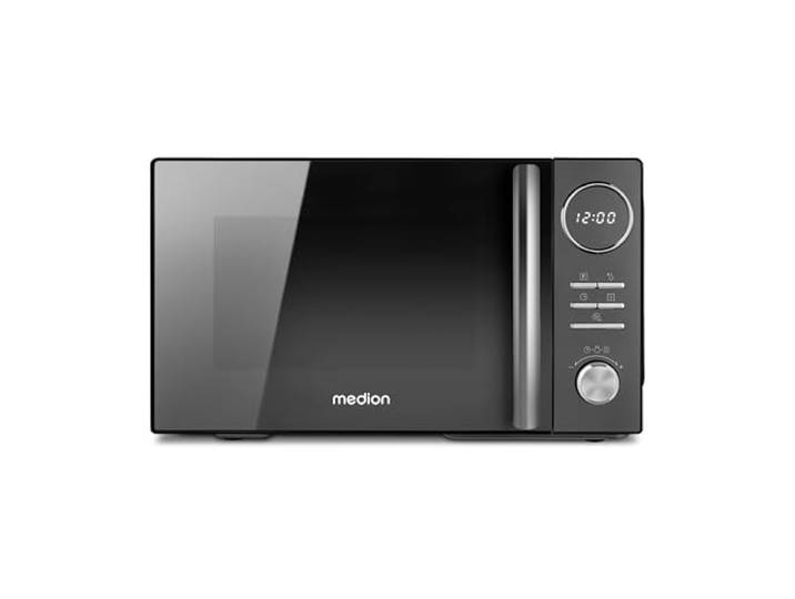 MEDION 3 in 1 Mikrowelle mit Grill und Heißluft Funktion 23 Liter schwarz 900 Watt, 1.000 Watt Grill, 1.680 Watt Heißluft, 10 Automatikprogramme, Auftaufunktion, Display, MD11493