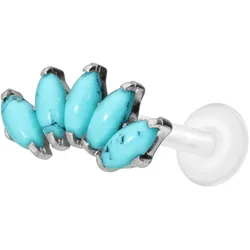 PTFE Labret mit Innengewinde + Titan-Aufsatz BOGEN + SYNTHETISCHE TÜRKISE