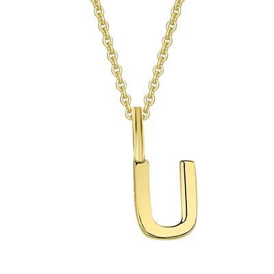 Kettenanhänger ONE ELEMENT "Buchstabe U Buchstaben Anhänger aus 333 Gelbgold", gold, Schmuckanhänger, Damen, U, Gelbgold 333 Gold, Gelbgold 333, Gold, Kettenanhänger