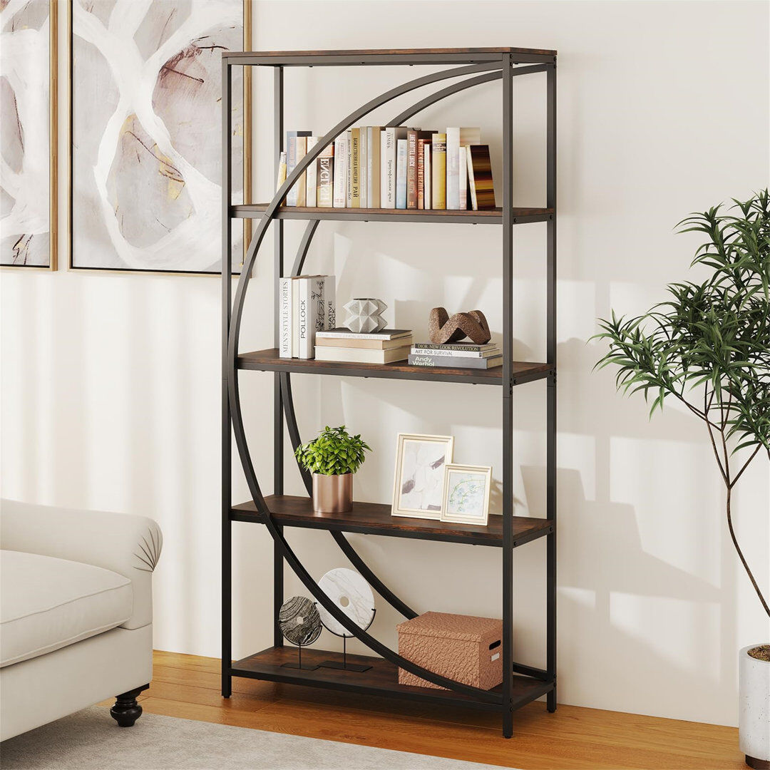 Trent Austin Design 175cm H x 86cm W Metal Standard Bookcase Brown 175cm H X 86cm W X 30cm D