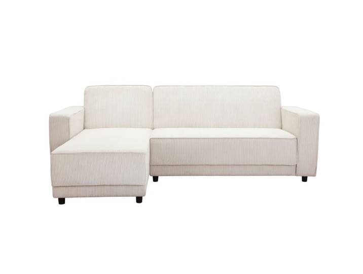 Canapé-lit 3 places avec chaise longue en tissu crème