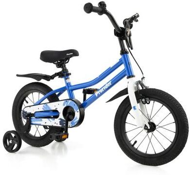 Costway 14 Inch Kids Bike with 2 Training Wheels for 3-5 Years Old-Blue