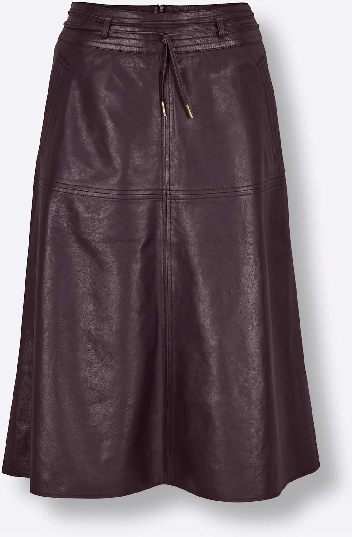 Lederrock CREATION L PREMIUM, Damen, Gr. 44, burgund, 100% Lammnappaleder, unifarben, wadenlang, Röcke Lederrock burgund 44
