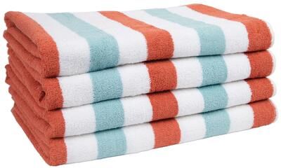 Arkwright Cabo Cabana 4-Piece Oversized Striped Beach Towel Set - 30x70