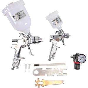 BGS-technic Lackierpistole 8381, Set, HVLP, 0,8 / 1,3mm Düse, max. 3,5 bar, Becher 125 / 600ml