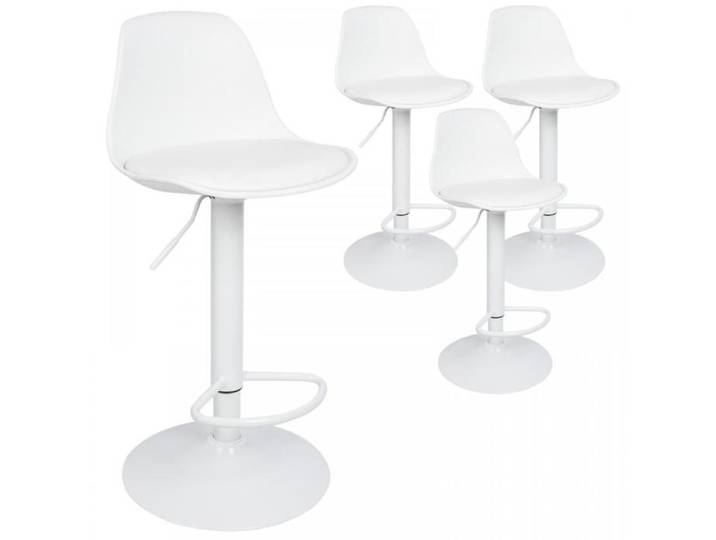 ViYi .Lot De 4 Tabourets De Bar En Pu Blanc - Réglable En Hauteur (83-103cm) - Max:120Kg