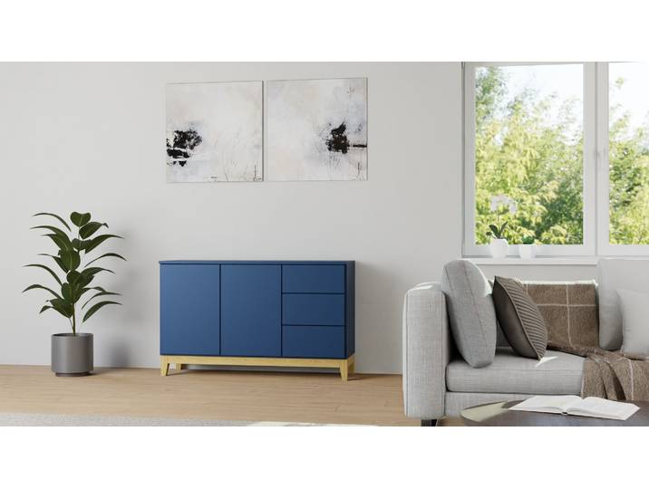 Sideboard skandinavisch – kostenlose Holzmuster MDF Lackiert Saphir­blau