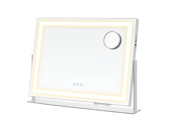 Schminkspiegel LED-Beleuchtung dimmbar mattweiss