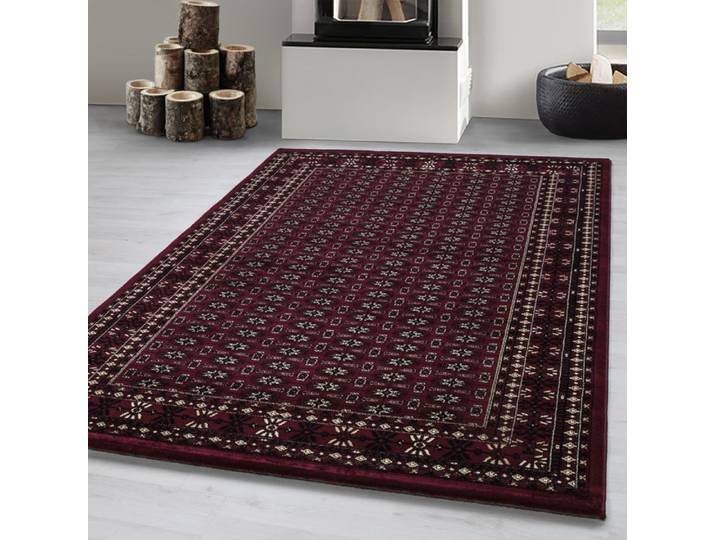 Carpetsale24 Tapis à Poil Court Rouge - Tapis Oriental avec Motifs Classiques 120x170 cm