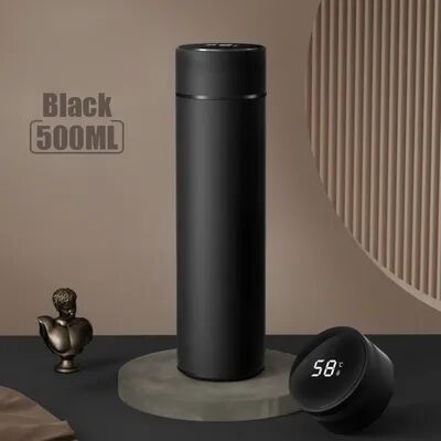 Friendly Fresh Finds Temperature Display Stainless Steel Thermos Bottle Vacuum Insulated Outdoor Travel Cup black