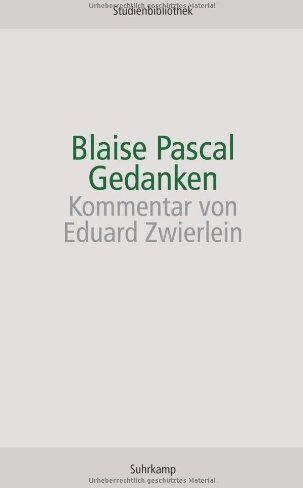 Blaise Pascal - Gedanken (suhrkamp studienbibliothek) - Preis vom 17.10.2026 19:25:27 h