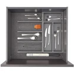 Ninka Besteckeinsatz mit Trenner Basis-Set 3 Tiefe 500/550mm, dunkelgrau, Besteckkasten, Grau