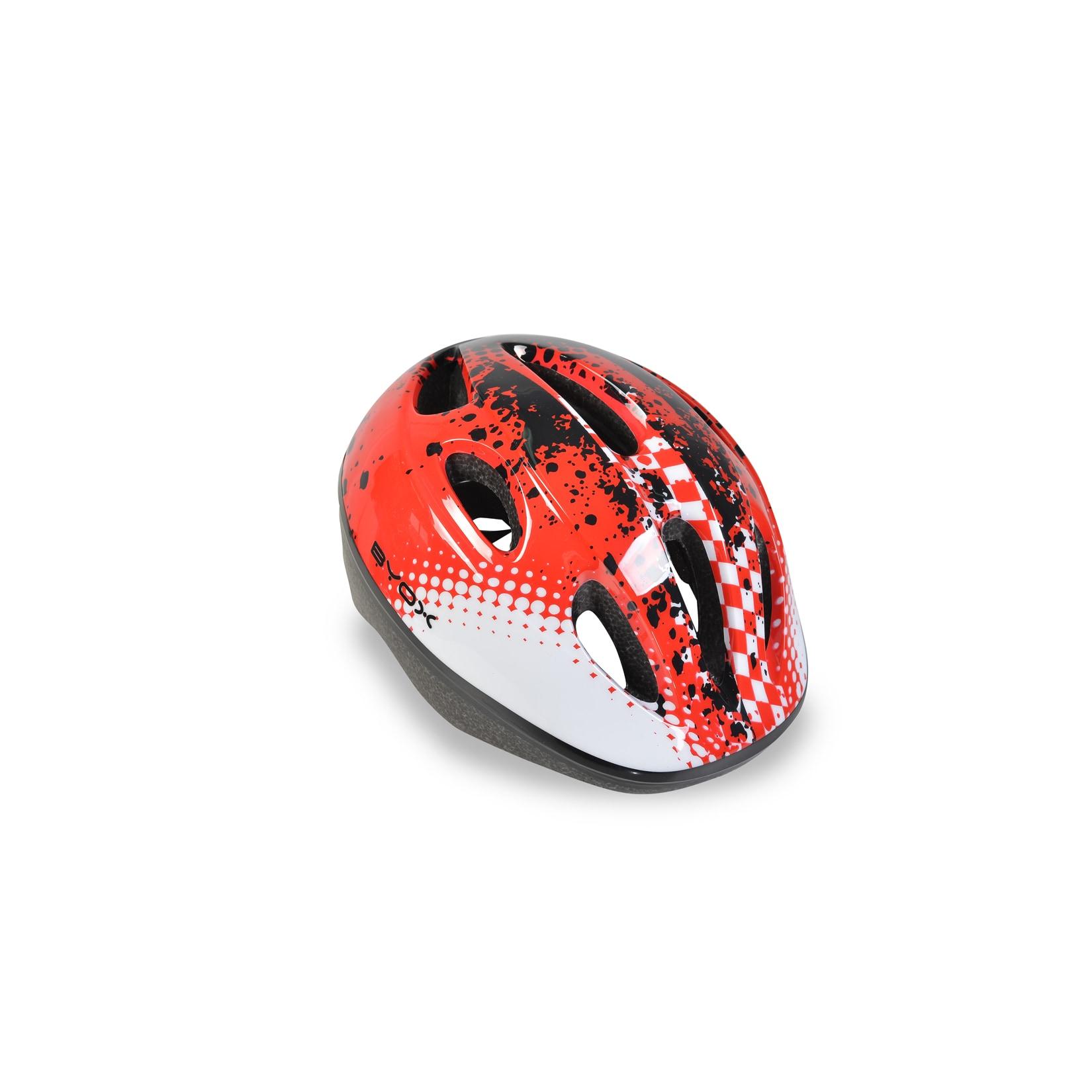 Byox Kinder Schutzhelm Y03 Größe S 48-54 cm einstellbar LED-Beleuchtung 8 Löcher rot