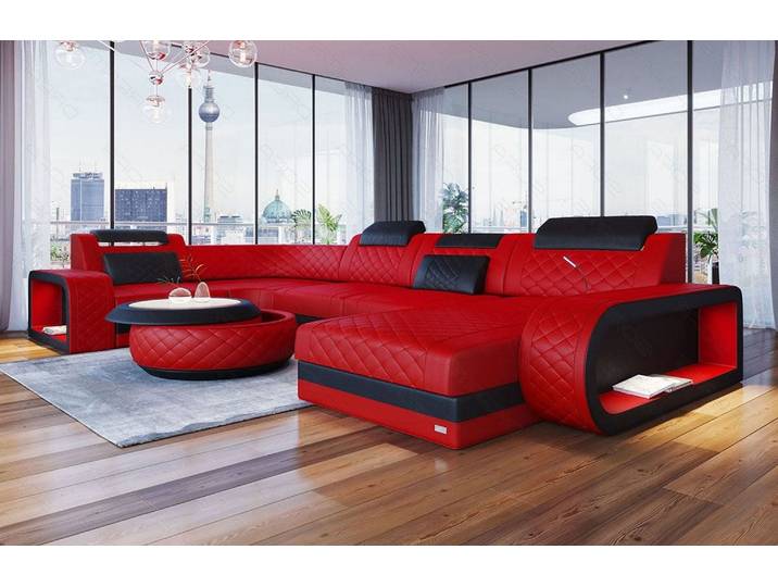 Wohnlandschaft Berlin U-Form aus Leder