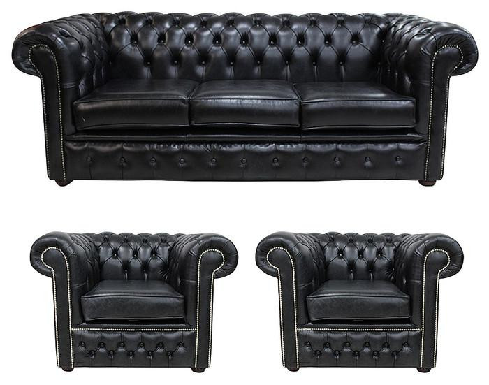 Chesterfield Leder Design Luxus Sofagarnitur 3+1+1 Zithoekset