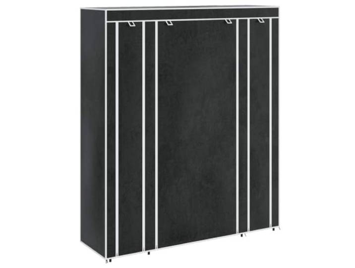 smnyxs Schrank mit Fächern und Stangen, 45 x 150 x 176 cm, Schwarz Strapazierfähiger Vliesstoff, feuchtigkeitsbeständige Eisenrohre, faltbar, aufgerollter Deckel, Schnallen- und
