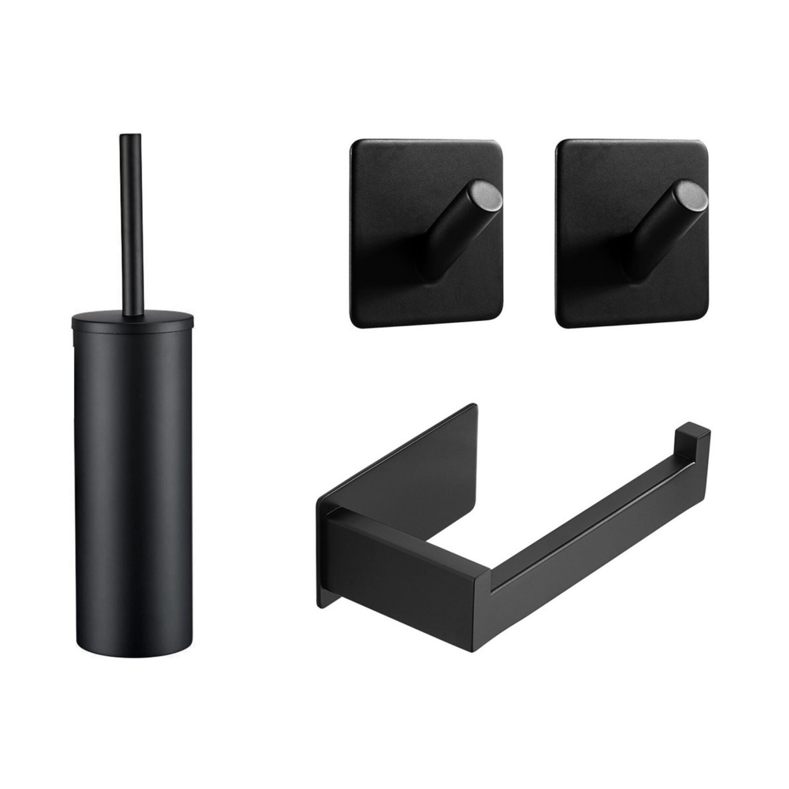 XIVADA Toilet accessoires set - 4 delig - Zwart - Rvs - Zonder boren