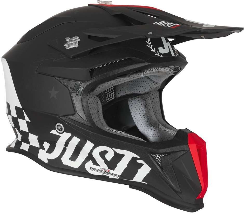 Casco Moto Cross Enduro In Fibra Just1 J18 OLD SCHOOL Nero O taglia XS