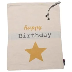 David Fussenegger Beutel Eco 'happy birthday' 40 x 50 cm Rohweiß