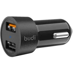 Budi - Autoladegerät 2x USB, 30W, QC3.0 (schwarz)