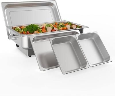 Garvee Electric 1x1/1+2x1/2 Size Pans Chafing Dish Buffet Set, Commercial Food Warmer