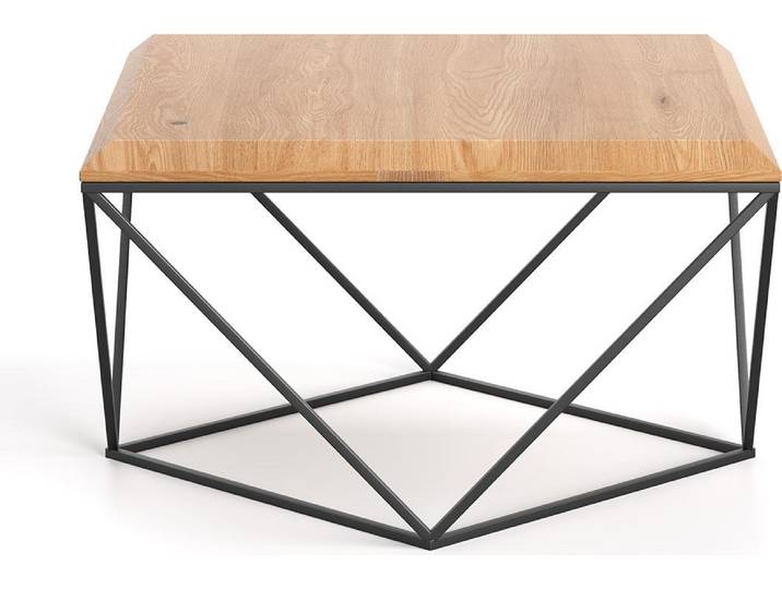 Arbor-Couchtisch im Loft-Stil mit Holzplatte 80x80 cm, Eiche