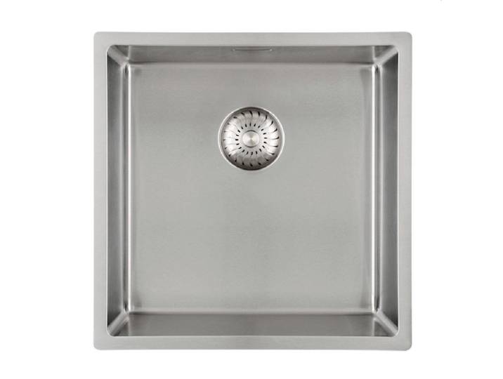 CARESSI Küchenspüle CAPP40R10, quadratisch, 44/18.5 cm, inklusive Korbventil-Set mit Design-Überlauf und Klemmen