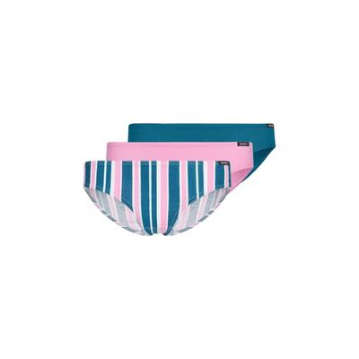 Slip SKINY "Slip 3er Pack", Mädchen, Gr. 140, bunt (petrol gestreift, rosa, petrol), Obermaterial: 95% Baumwolle CO. 5% Elasthan EL., Unterhosen Slip