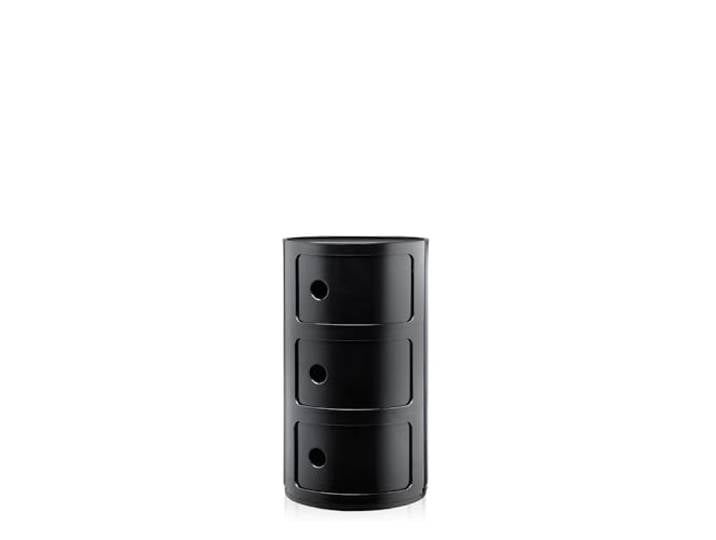 Kartell Componibili, 3 Elements, Schwarz, Runde Basis