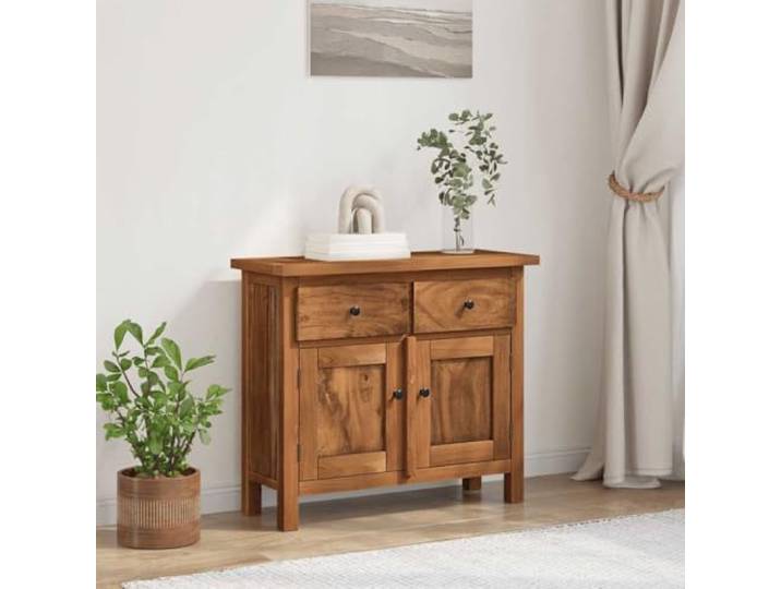 RJPLMFV Anrichte Mahagoni, massiv, 75 x 30 x 65 cm 2 Schubladen, Schrank mit 2 Türen, Innenregal, Vintage-Stil, handgefertigt