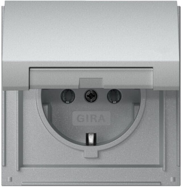 Gira Steckdose KD TX-44 Alu 16A 250V Schutzkontakt mit Klappdeckel (445465)