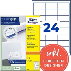 Avery Zweckform 2400er-Pack Universal Klebeetiketten »3658« weiß