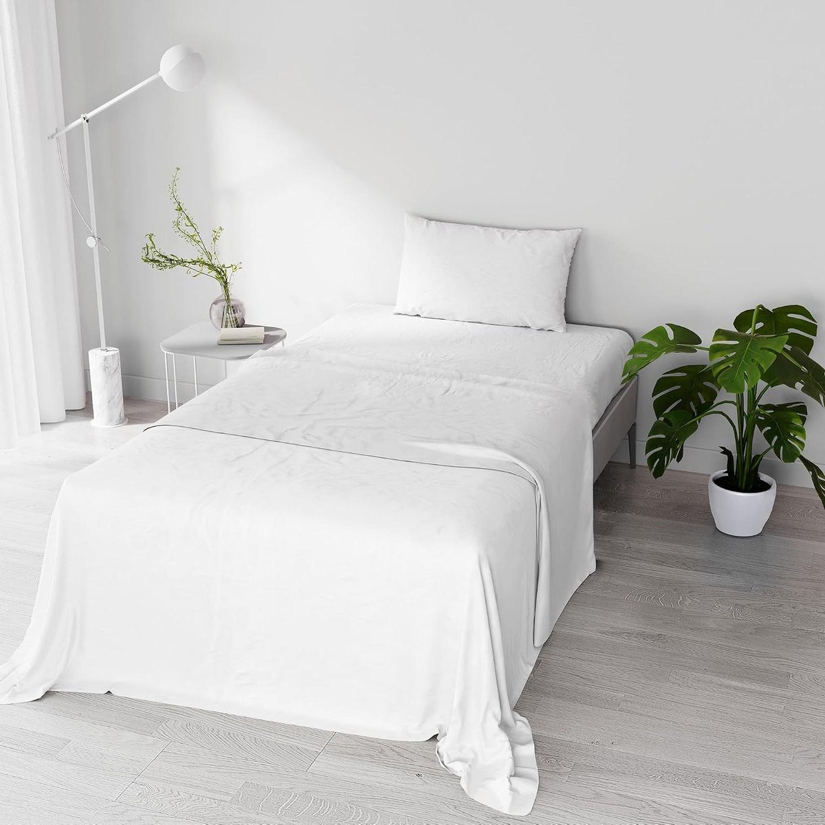 Wit katoenen beddengoedset voor eenpersoonsbed