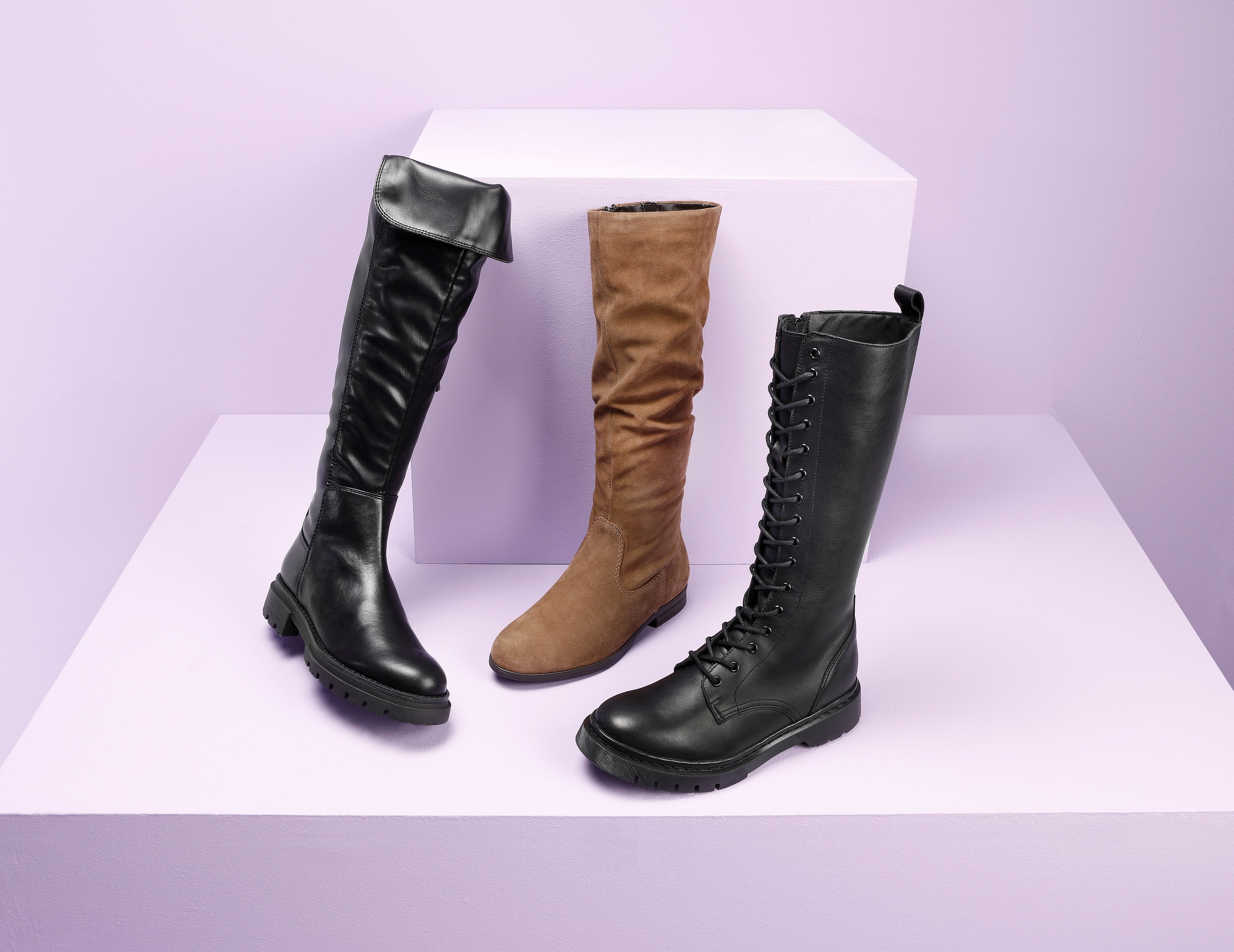 Stiefel TAMARIS, Damen, Gr. 36, Normalschaft, braun, Veloursleder, unifarben, Schuhe Stiefel, mit modischen Faltungen am Schaft