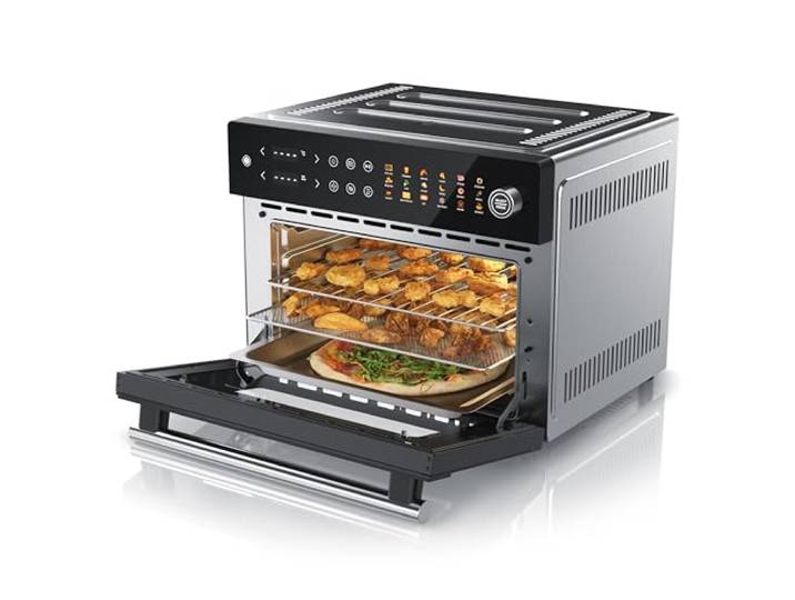 Arendo - Minibackofen 30l - Heißluftfritteuse 30 Liter - Edelstahl - Multifunktionsofen Umluft - mini Backofen Airfreyer XXL - 1800 Watt - Ofen mit 18 Programme - großer Innenraum mit 4 Ebenen