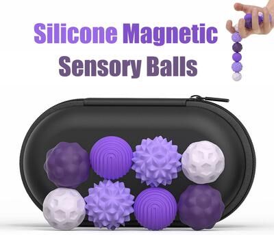 Uplift Treasures Magnetic Silicone Sensory Fidget Balls purple (8 Pcs)