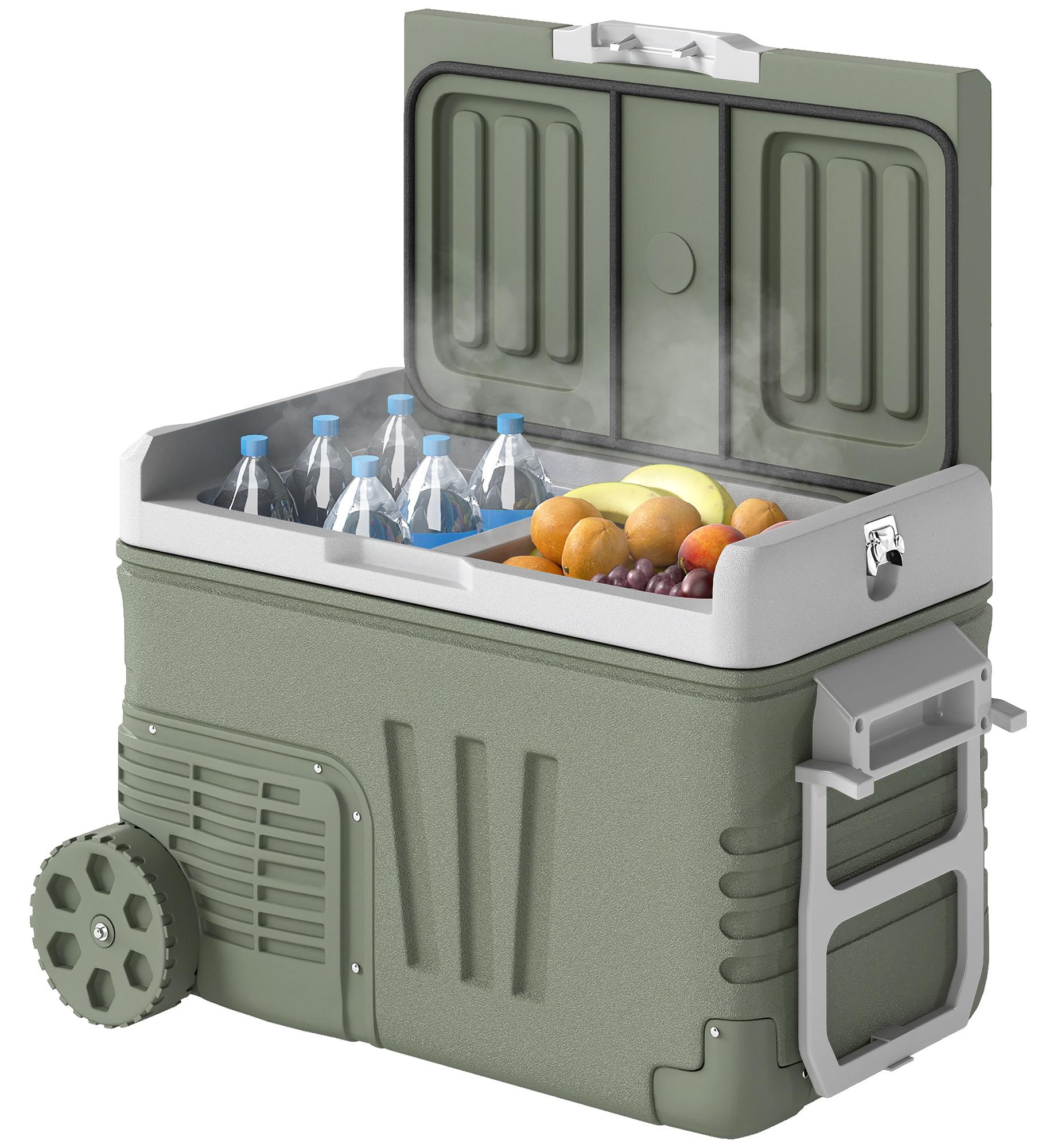 Outsunny 33 Liter Kompressor Kühlbox elektrische Kühlbox mit LED Rolle
