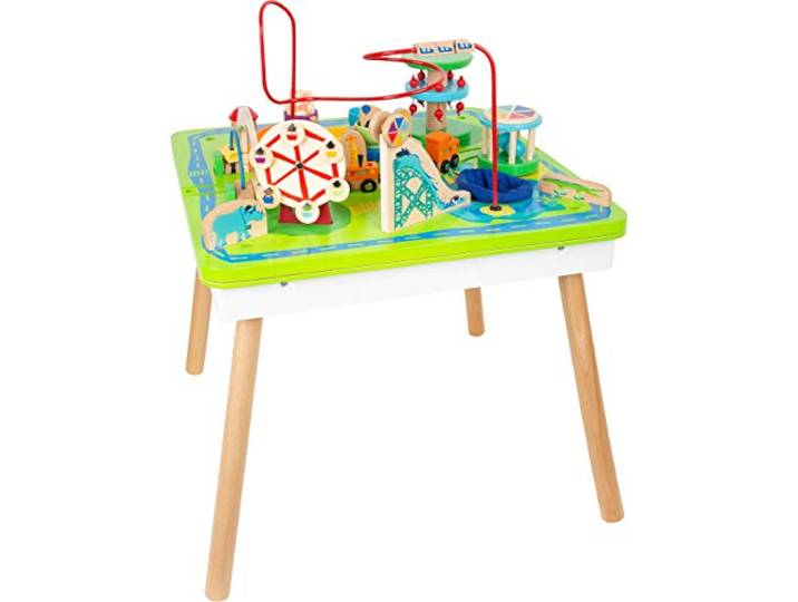 small foot 11434 Spieltisch Freizeitpark 3 in 1, Spiel-und Motorikspaß aus Holz, multifunktional, ab 1 Jahr Toys