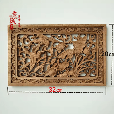 Inspire Picks Camphor Wood Dragon & Phoenix Wall Hanging Traditional Chinese Carved Art Decor 17