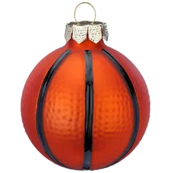 Holly & Jolly 1 Christbaumschmuck Glas 7cm Basketball Figur Weihnachtsbaum Anhänger Christbaumanhänger Weihnachtsbaumschmuck Weihnachtsdeko Glasfigur Orange