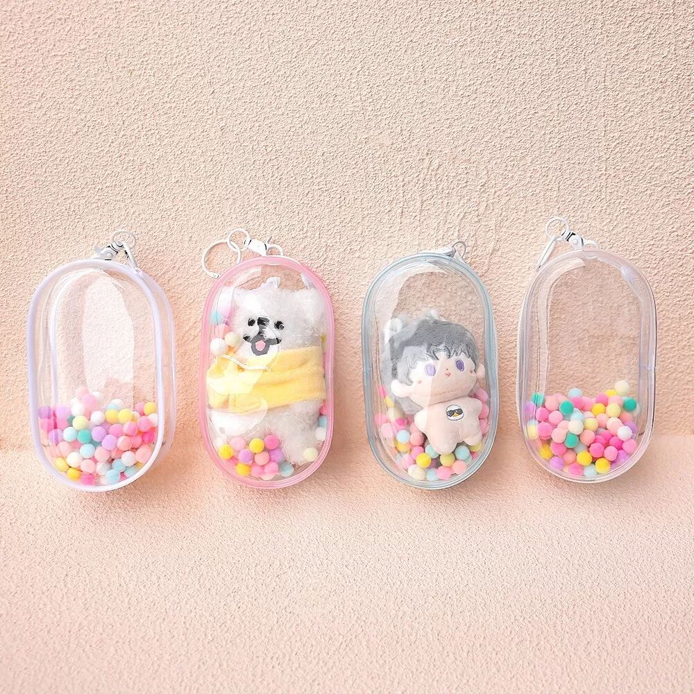 INF Kosmetik-Aufbewahrungstasche mit Glöckchenring und Bommel – Ideal für Sammlerstücke Transparent