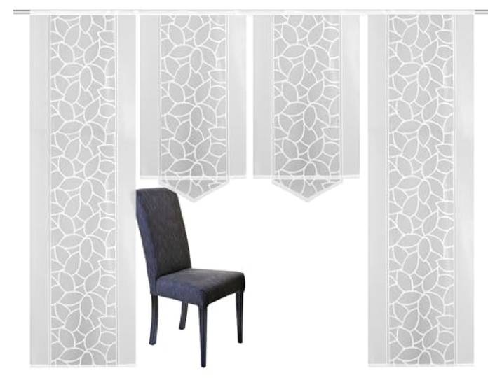 Home Fashion 4er-Set SCHIEBEGARDINEN Jacquard, weiß, 2X 245x57 cm + 2X 125x57 cm