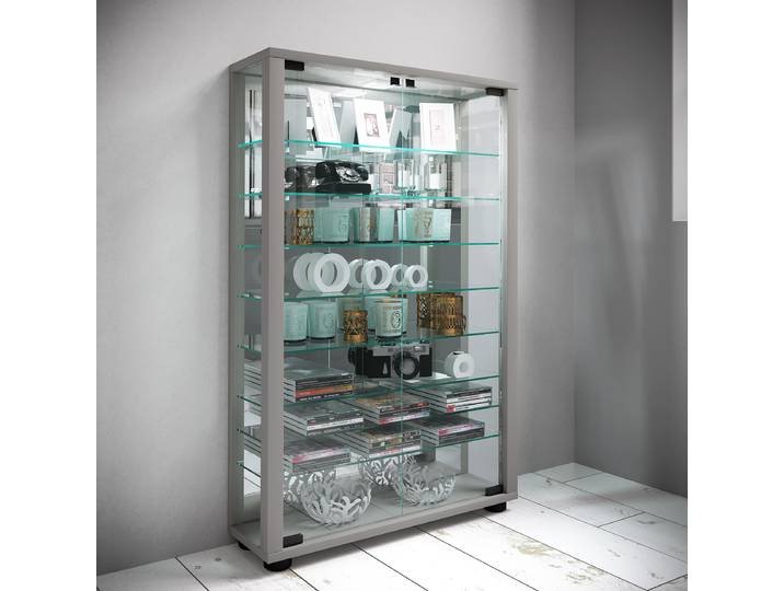 Buffet Lumo Mini avec miroir 59 x 91 x 18cm Avec éclairage Argenté/Argenté