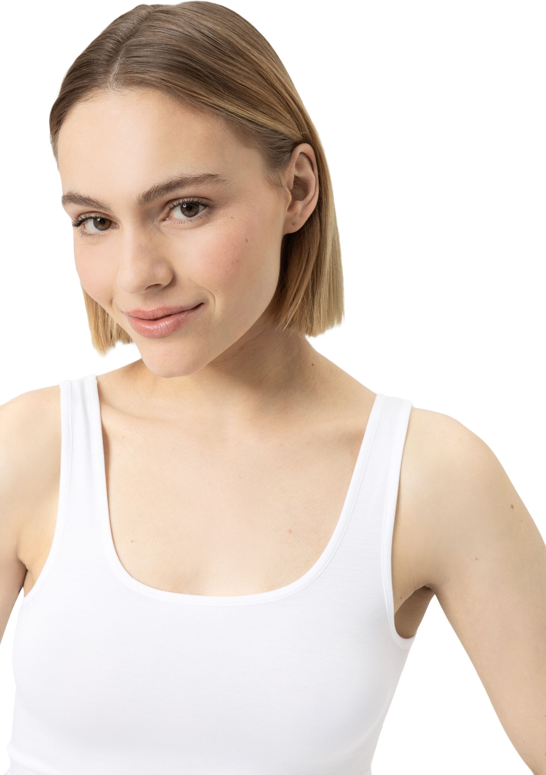 Trägertop MEY "MODAL PURE", Damen, Gr. XL, weiss (weiß), Single Jersey, Obermaterial: 94% Modal, 6% Elasthan, Basic hüftbedeckend, Rundhals, Tops Trägertop, ohne Seitennähte, glänzende Details, elastisch, Rundhalsausschnitt weiß XL